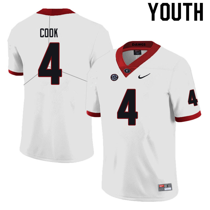 Georgia Bulldogs Youth James Cook #4 Black Stitched College UGA Football Jersey 23HW012MC